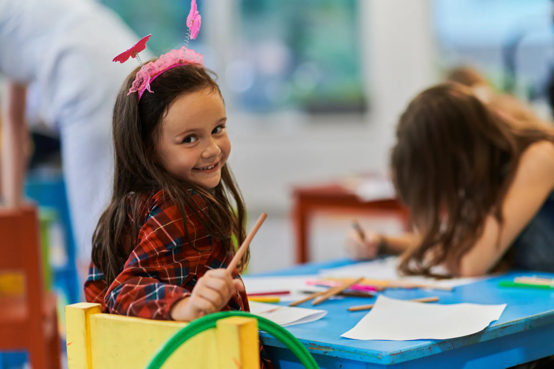 Children learning with educational toys in kindergarten